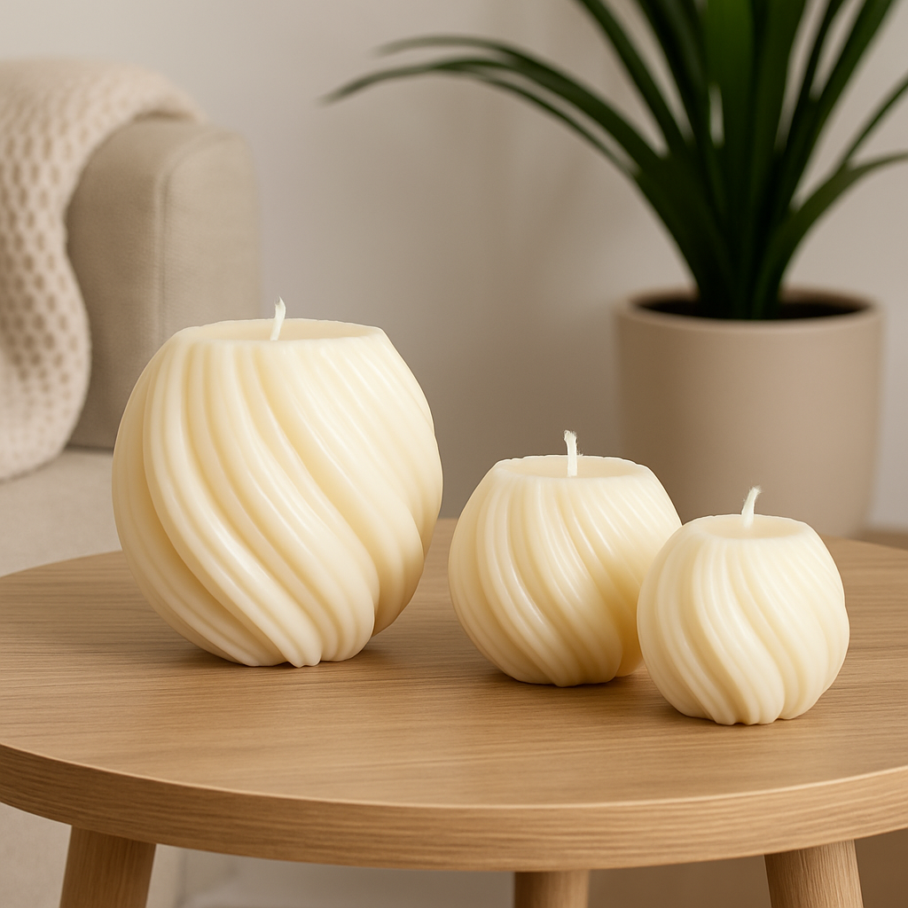 🌺 Lot de 3 bougies moulées – Senteur Monoï