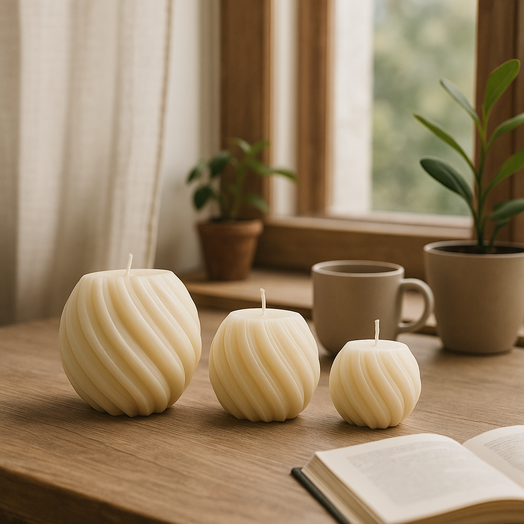 🌺 Lot de 3 bougies moulées – Senteur Monoï