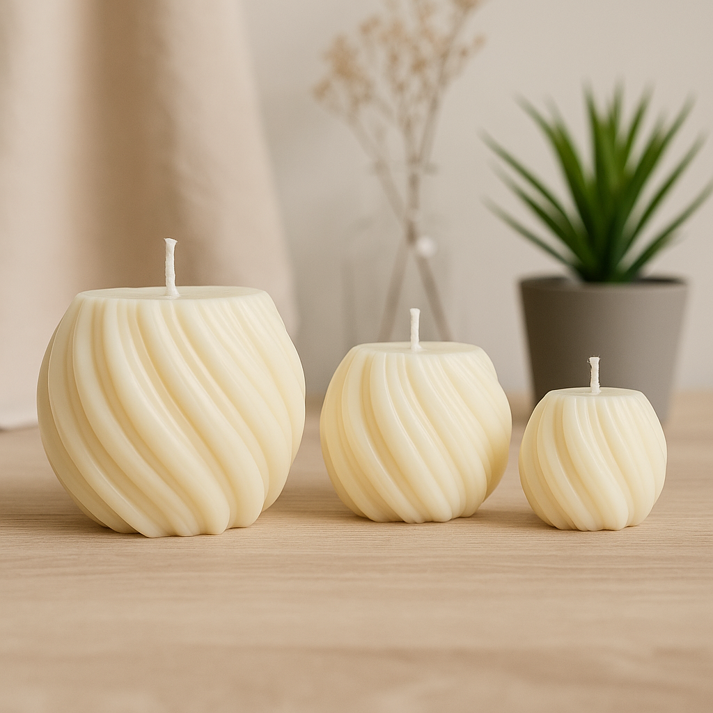 🌺 Lot de 3 bougies moulées – Senteur Monoï